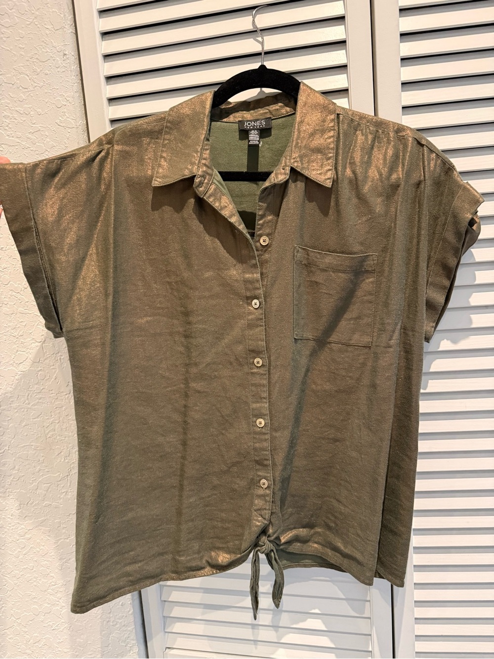 Jones New York Olive Green Shimmery Shirt